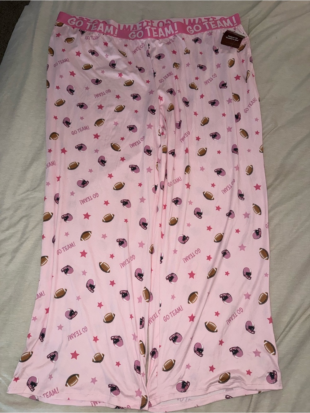 Women's  Pink 'Go Team!' Football Print Pajama Pants